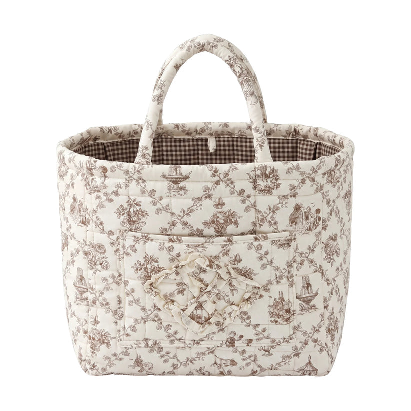 Quilty mocha floral quilted storage basket