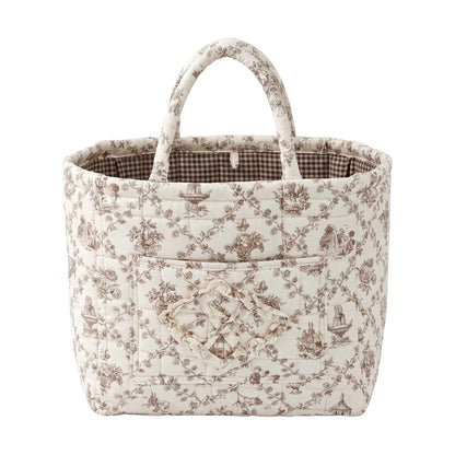 Quilty mocha floral quilted storage basket
