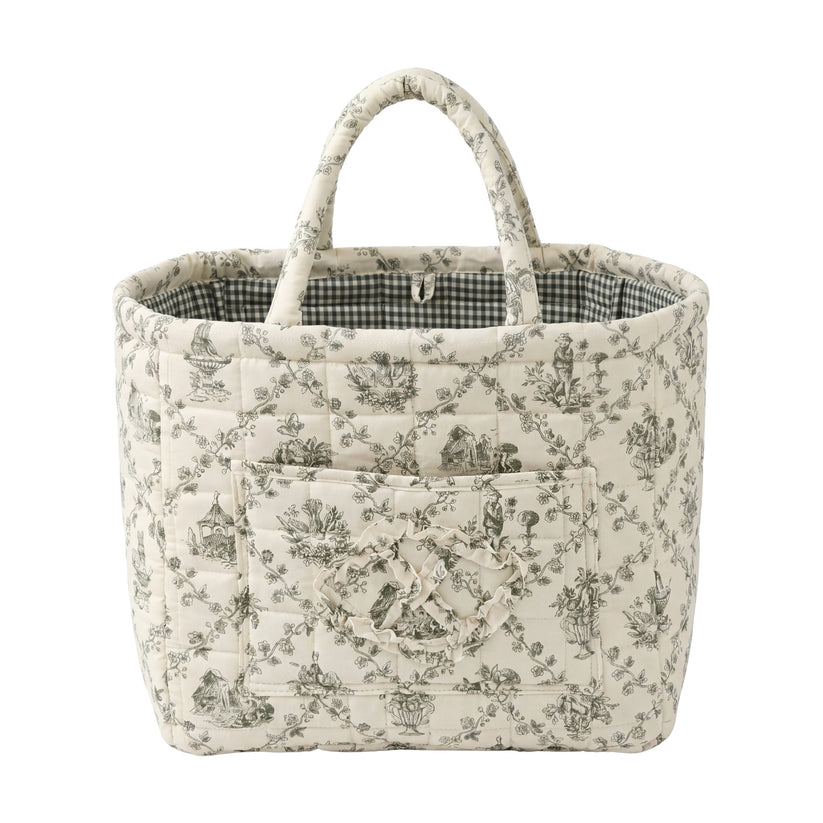 Quilty sage floral quilted storage basket