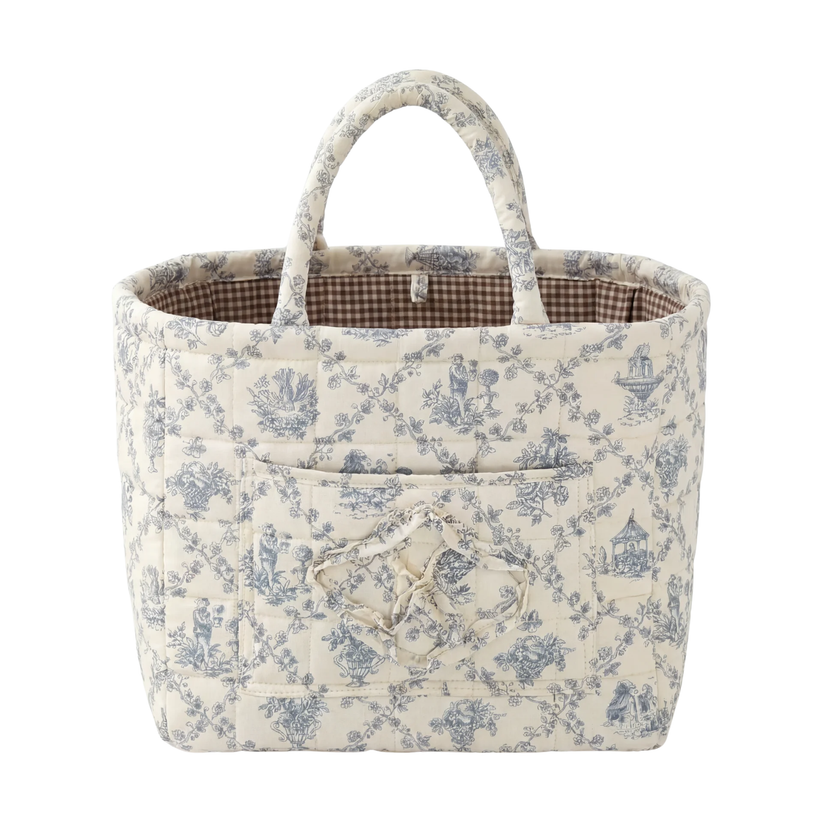 Quilty blue floral quilted storage basket