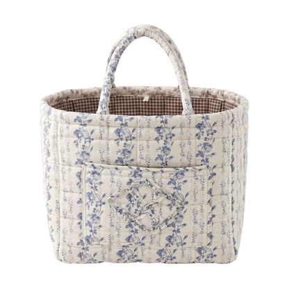 Quilty navy patterned quilted storage basket