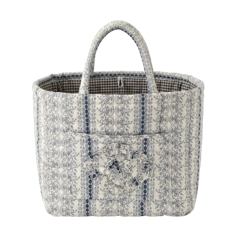 Quilty gray patterned quilted storage basket