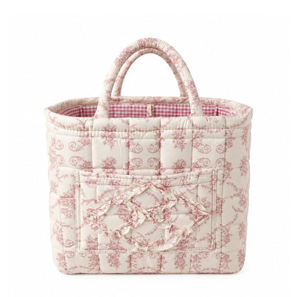 Quilty rose toile quilted storage basket