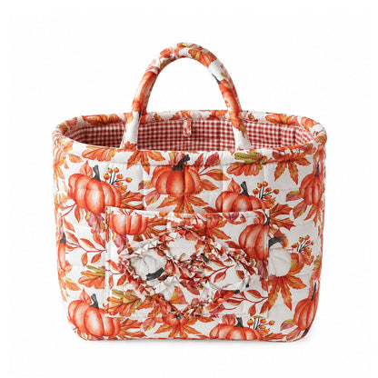 Quilty orange floral quilted storage basket