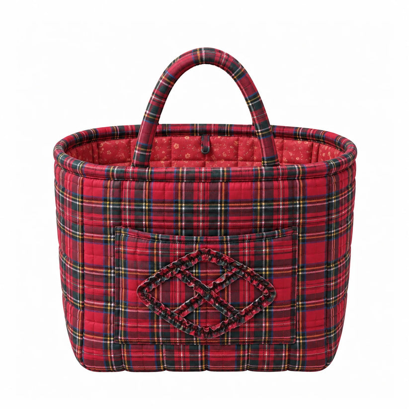 Quilty black gingham quilted storage basket